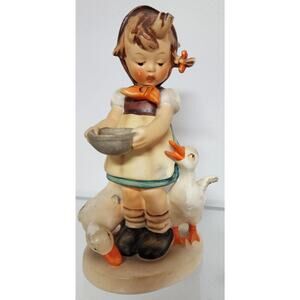 Hummel Goebel Figurine “Be Patient” TMK-3 Girl with Ducks 1960s-1970s 6.5"